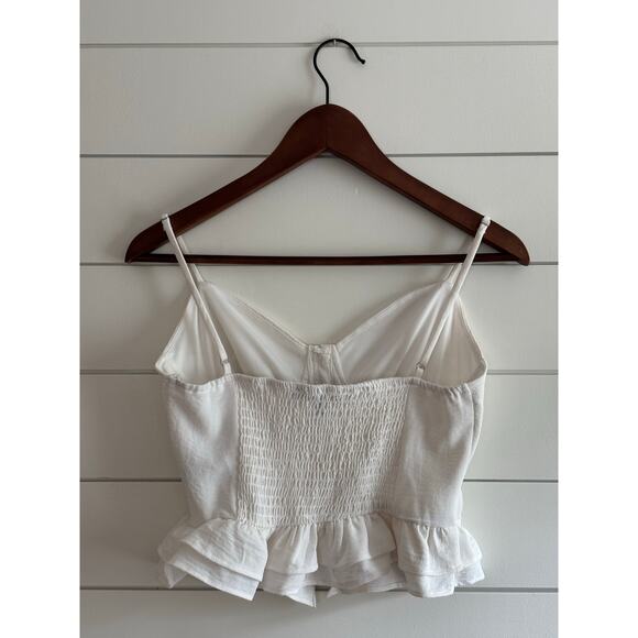 Women’s White Corset Style Ruffle Hem Top Size M— Y2K Aesthetic | Coquette Style - Picture 10 of 10